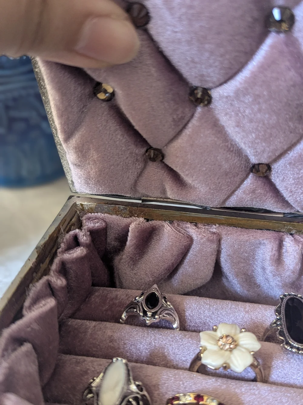 Ornate Metal Jewelry Casket – Hand-Restored Velvet Interior